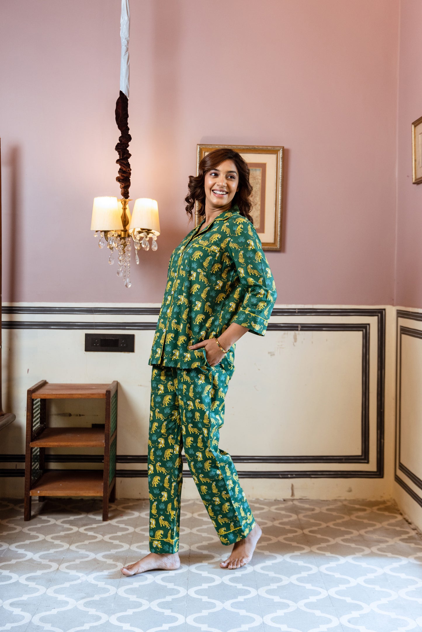 JADE TIGER BLOCK PRINT PJ SET