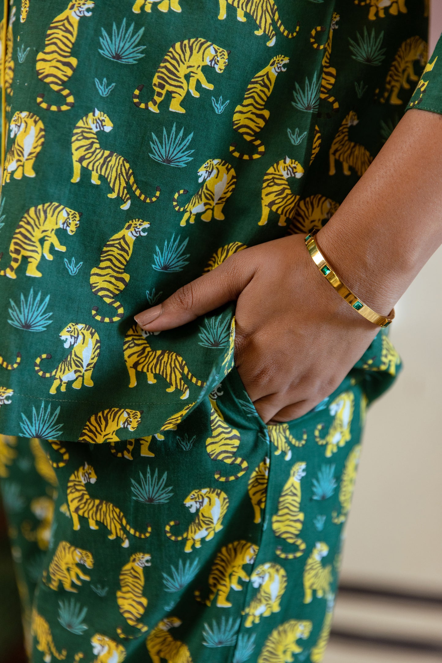 JADE TIGER BLOCK PRINT PJ SET