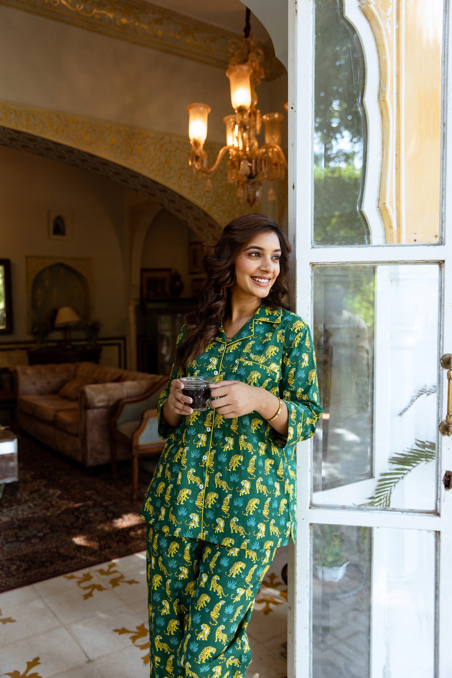 JADE TIGER BLOCK PRINT PJ SET
