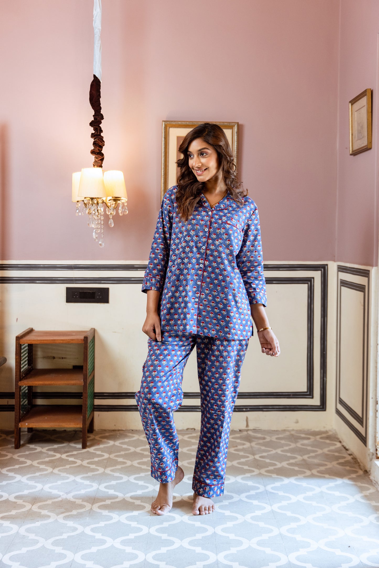 MIDNIGHT BLOOM BLOCK PRINT PJ SET
