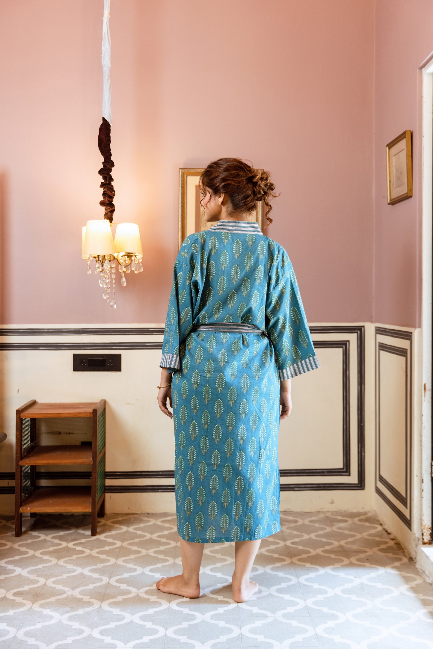 TEAL LEAF COTTON ROBE