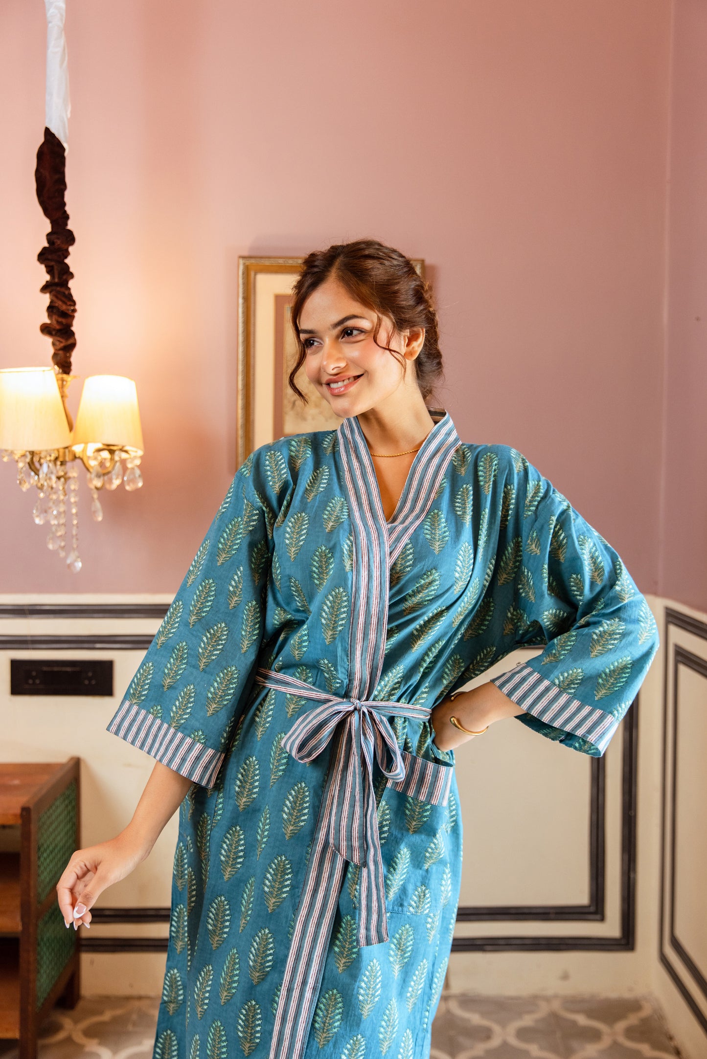 TEAL LEAF COTTON ROBE