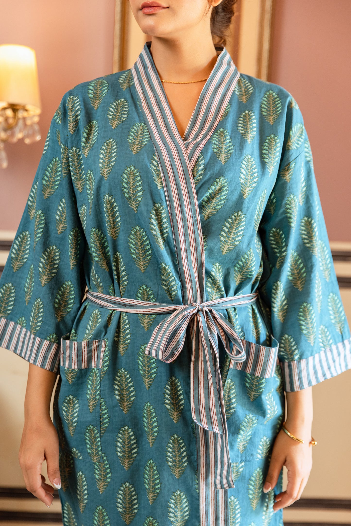 TEAL LEAF COTTON ROBE