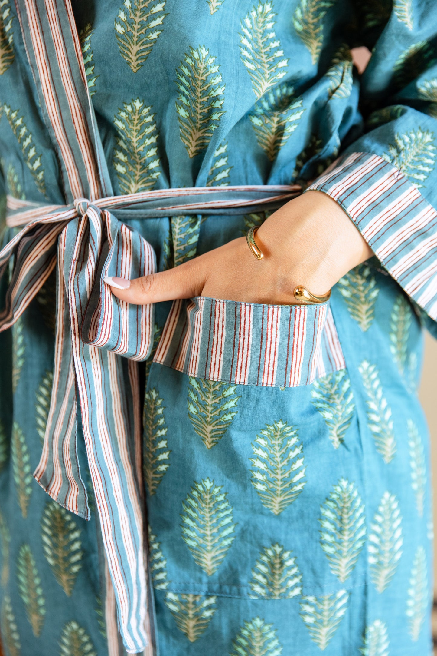 TEAL LEAF COTTON ROBE