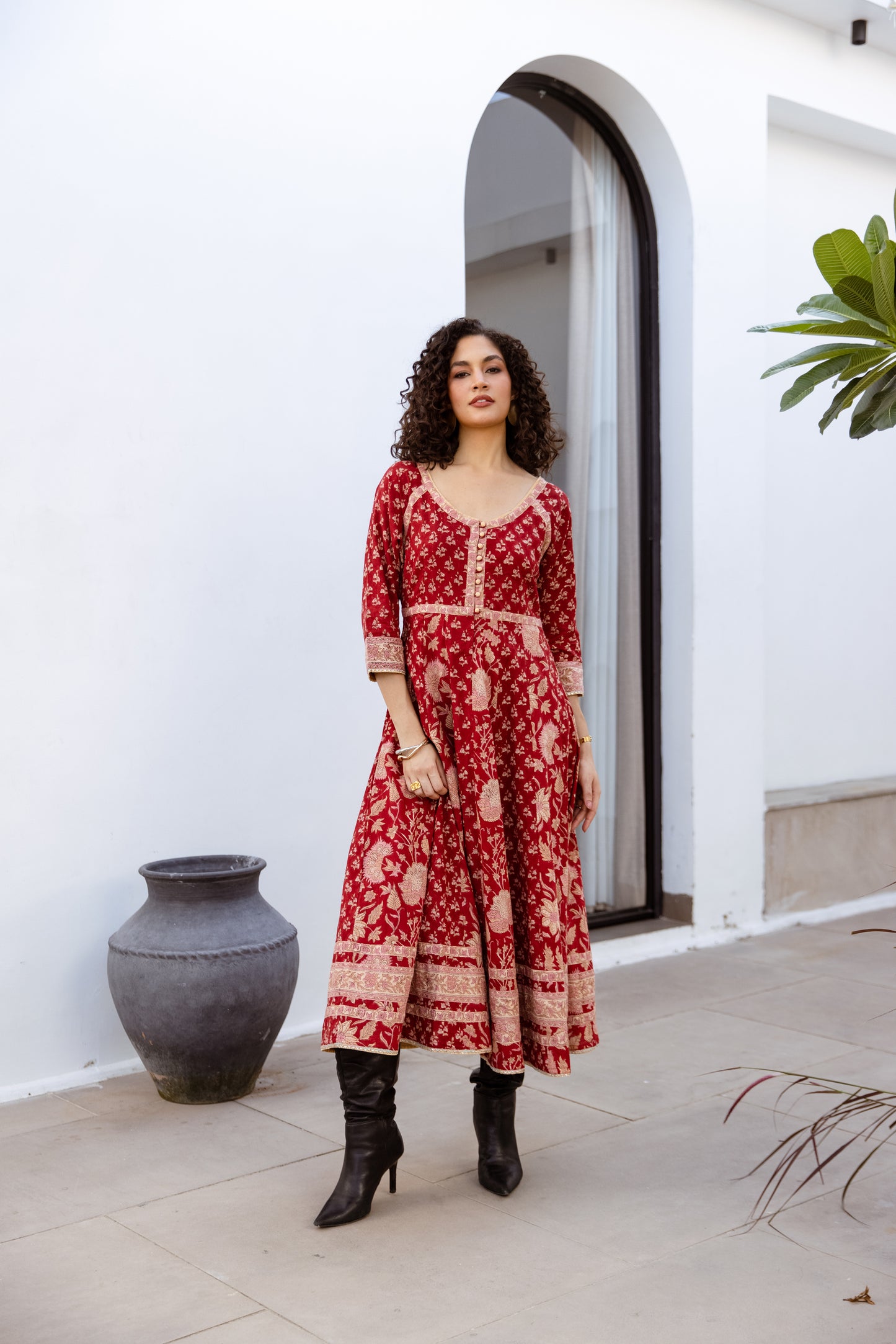 THE MARGOT DRESS IN RUBY PETAL