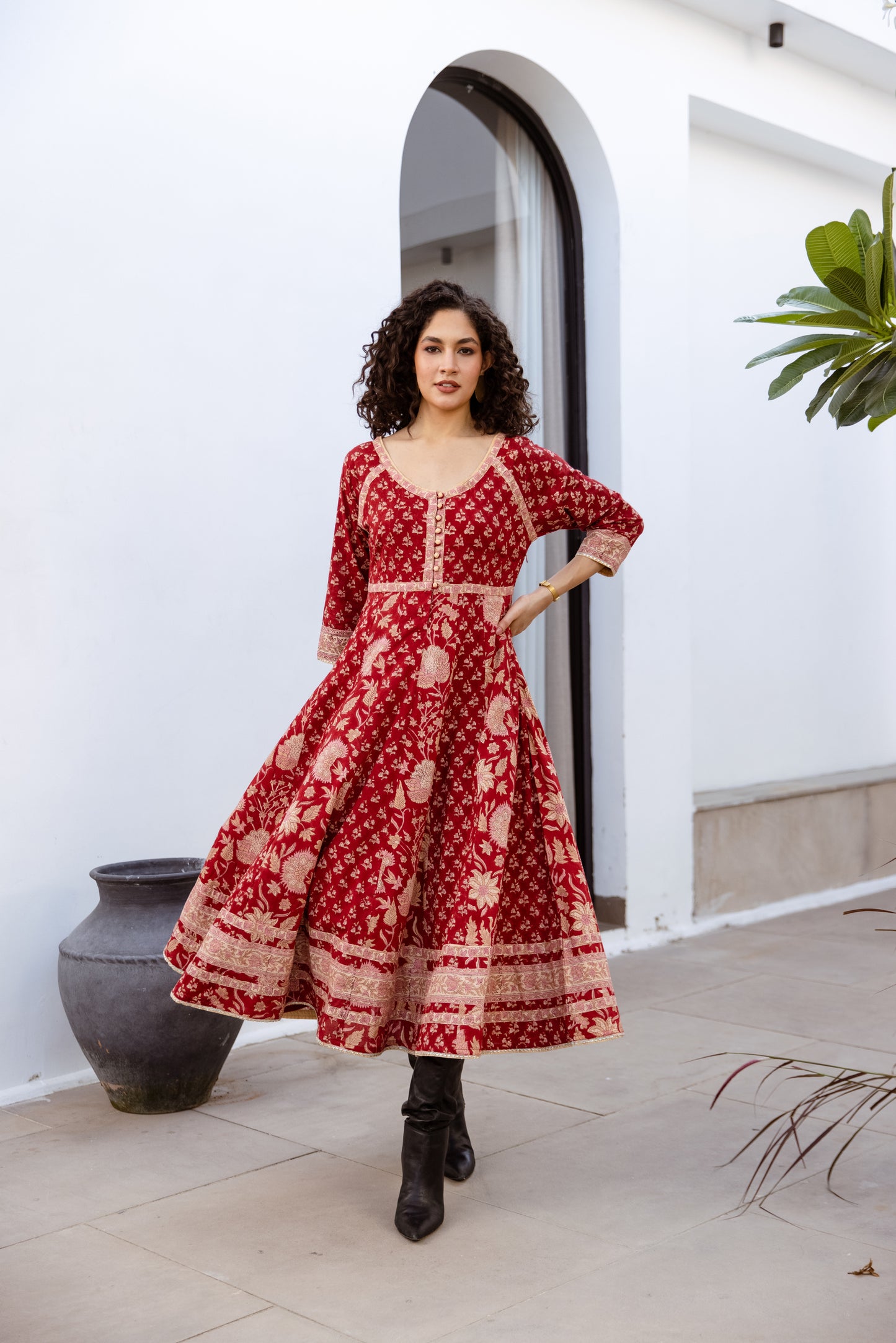 THE MARGOT DRESS IN RUBY PETAL