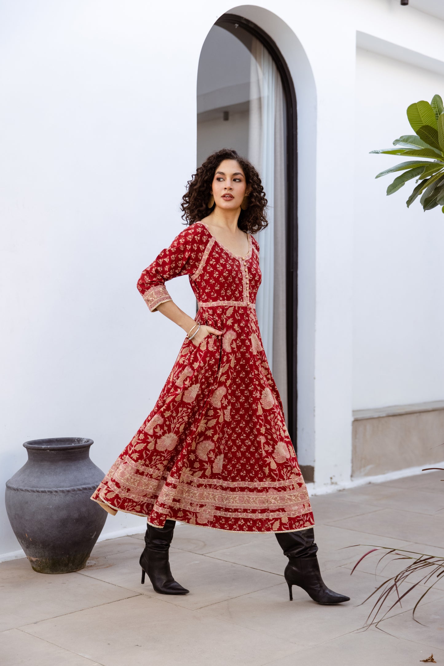 THE MARGOT DRESS IN RUBY PETAL