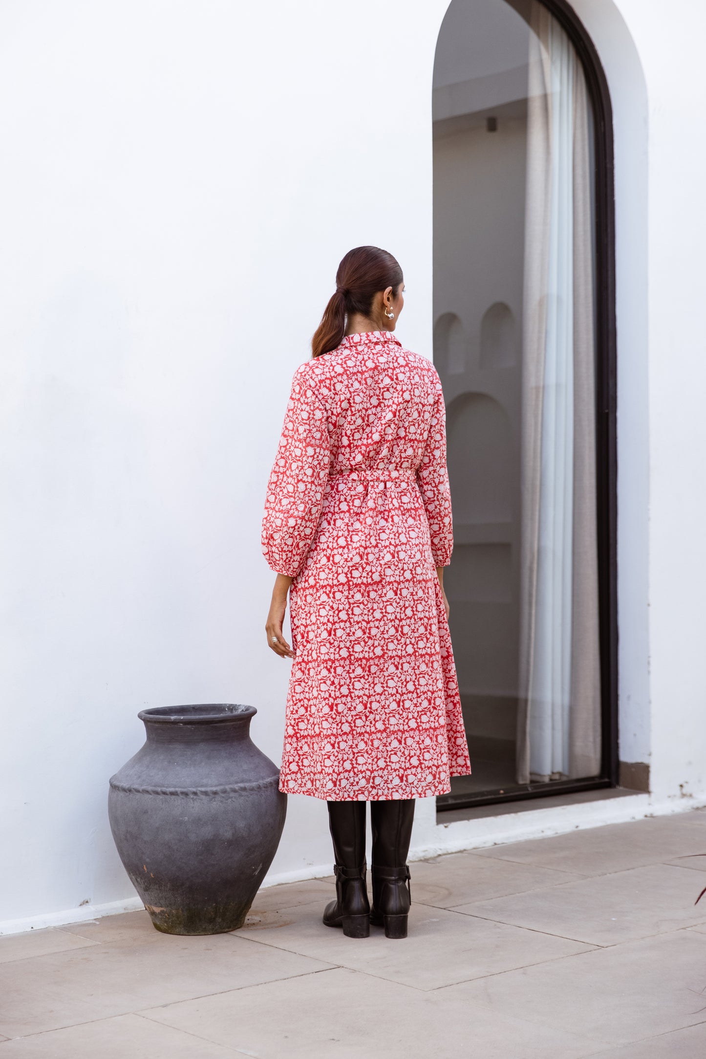 THE CLARA SHIRT DRESS IN RED BLOSSOM