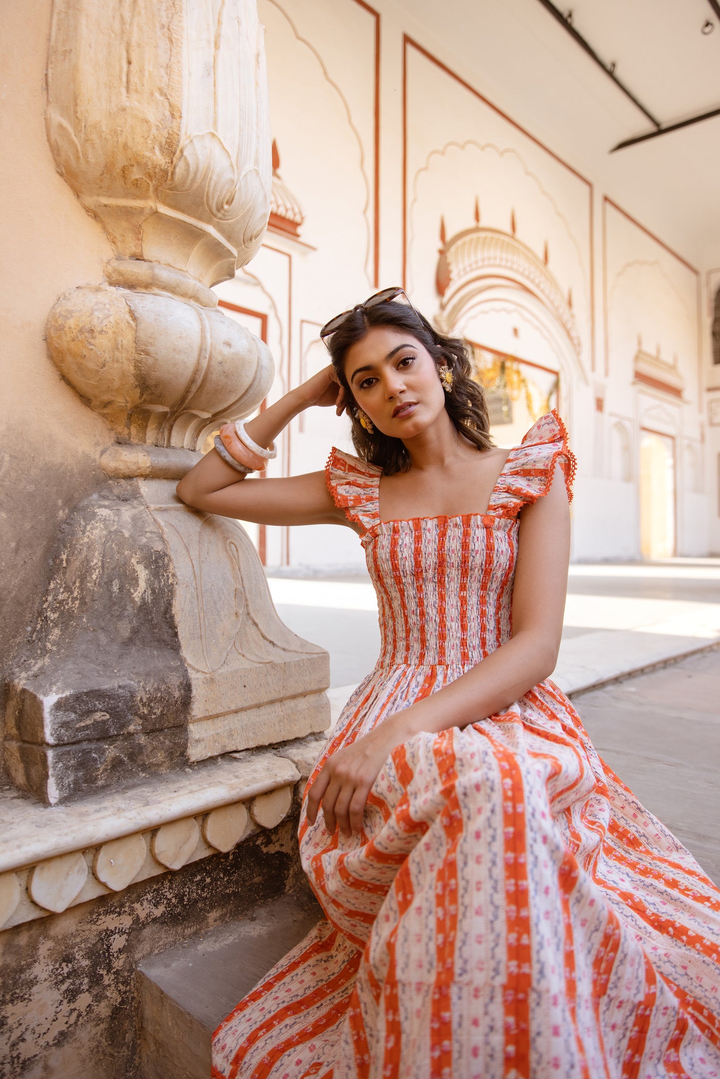 SIENNA SMOCKED DRESS IN ORANGE BLOSSOM