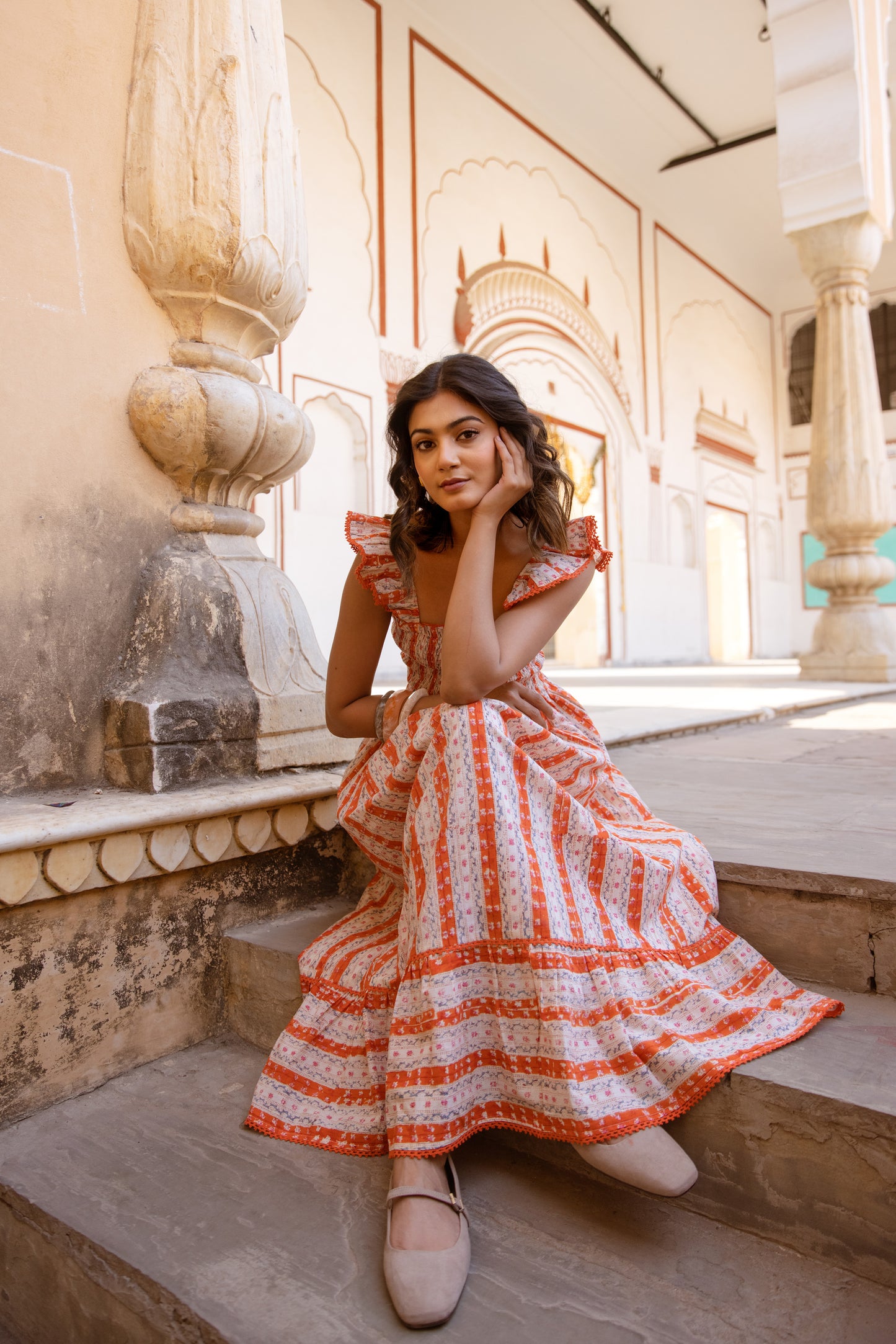 SIENNA SMOCKED DRESS IN ORANGE BLOSSOM