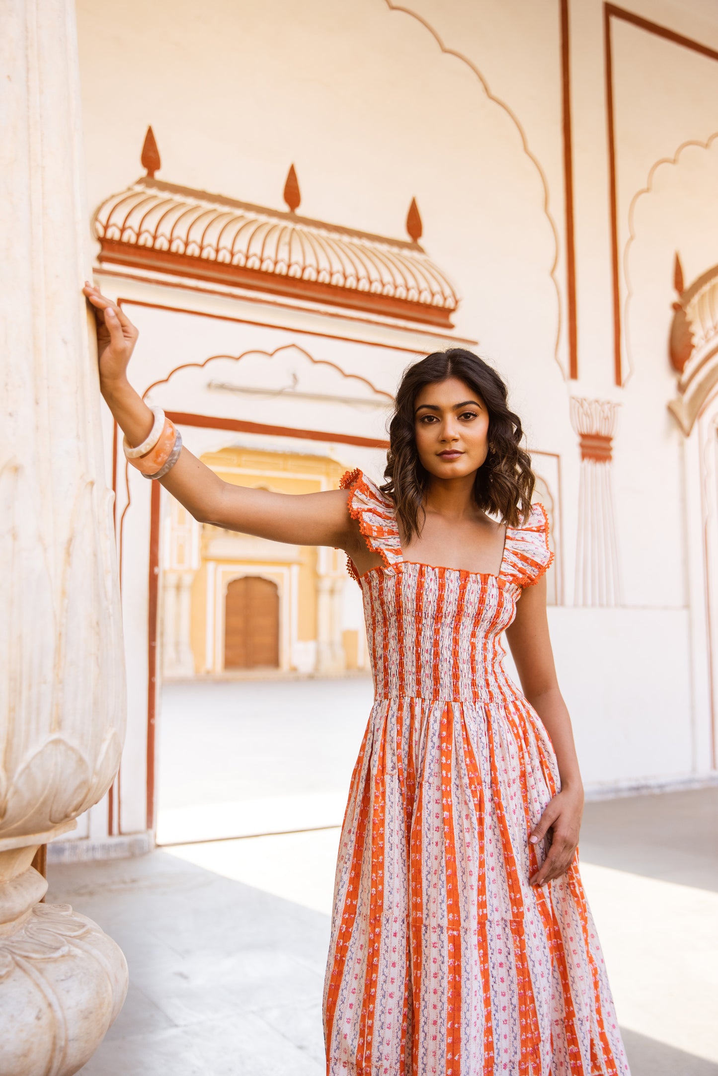 SIENNA SMOCKED DRESS IN ORANGE BLOSSOM
