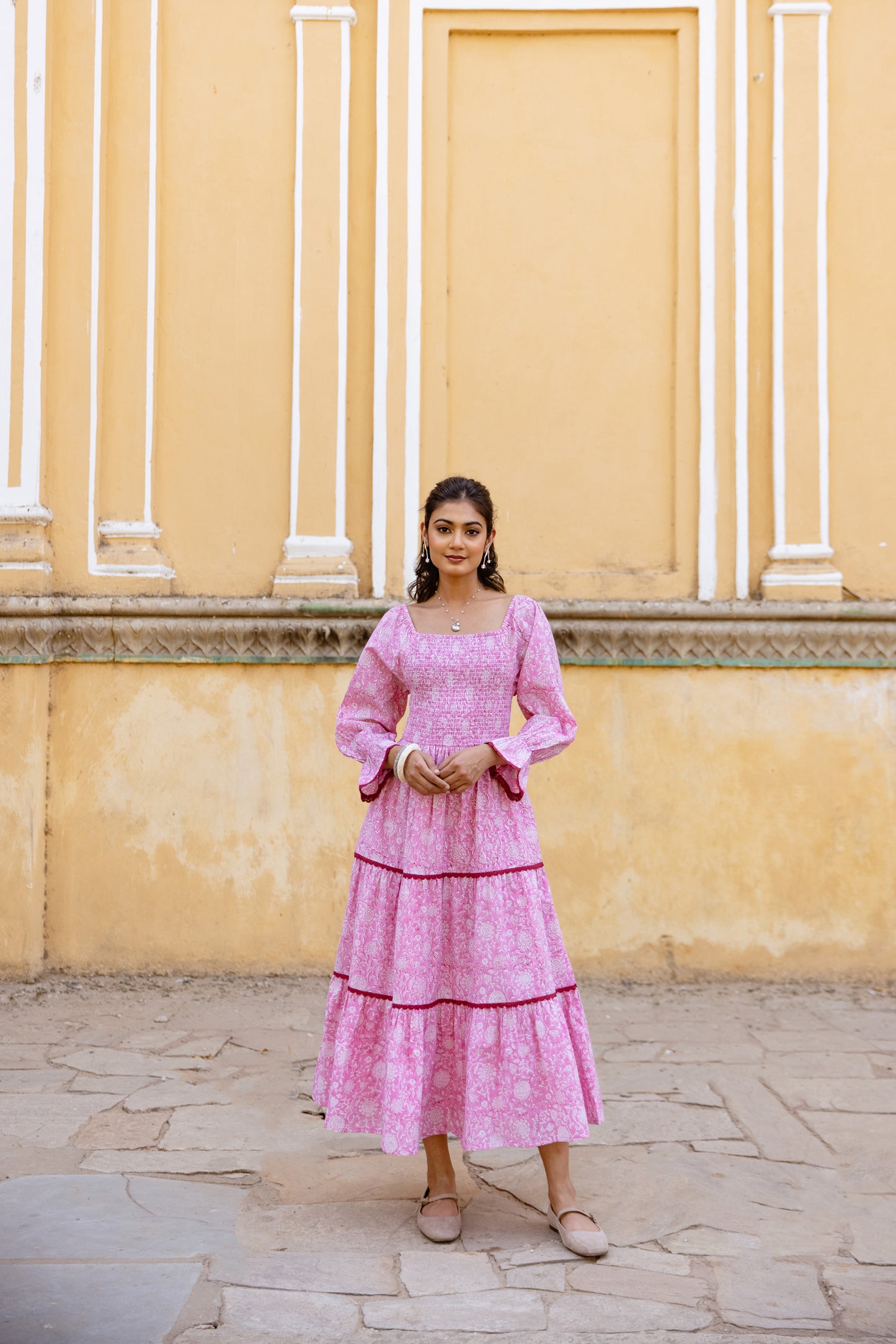 ELLIE SMOCKED DRESS IN ROSE PINK