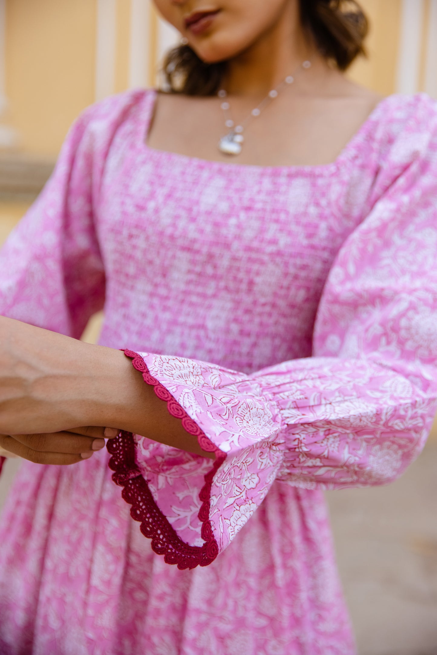 ELLIE SMOCKED DRESS IN ROSE PINK