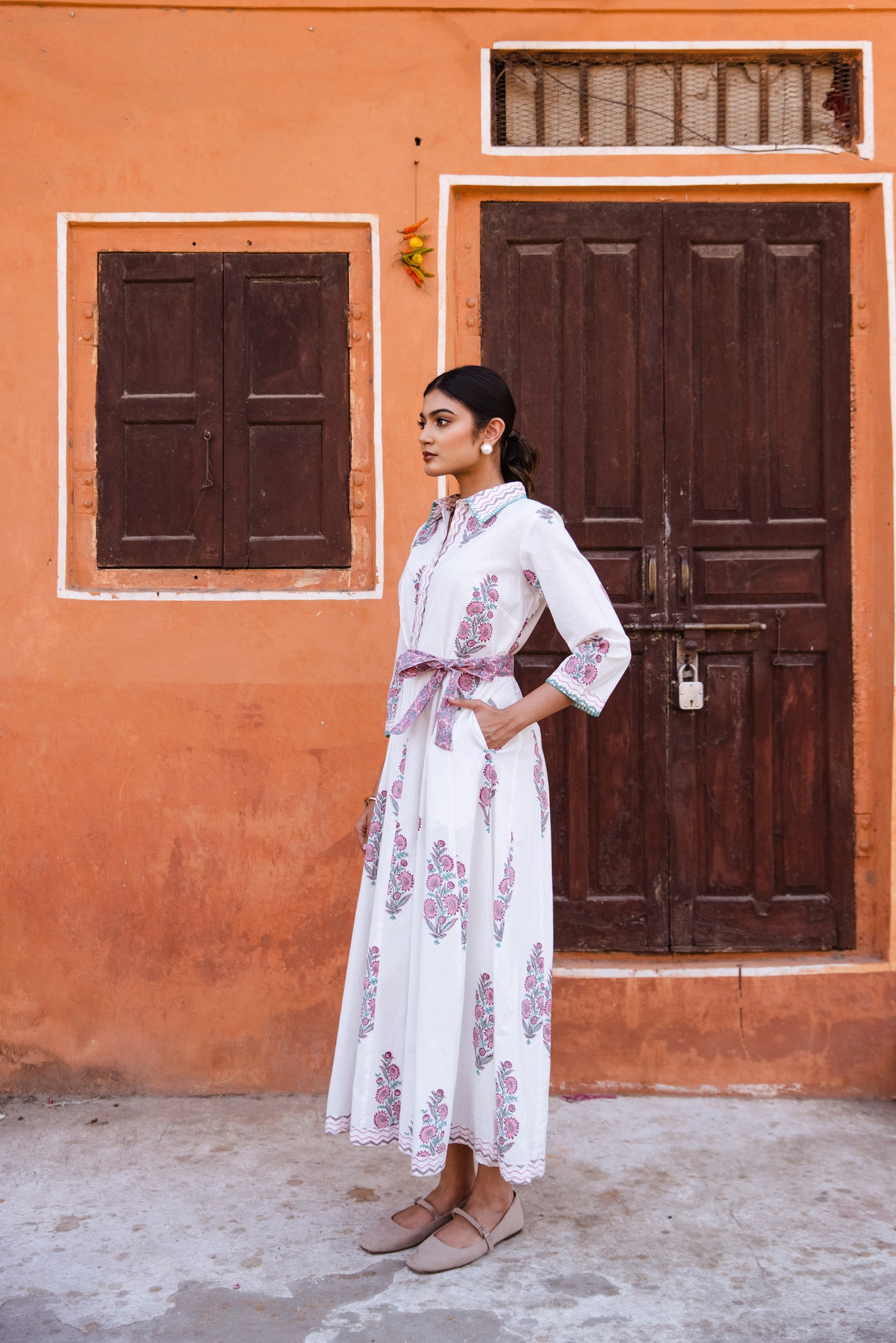 MAYA SHIRT DRESS IN WHITE LOTUS