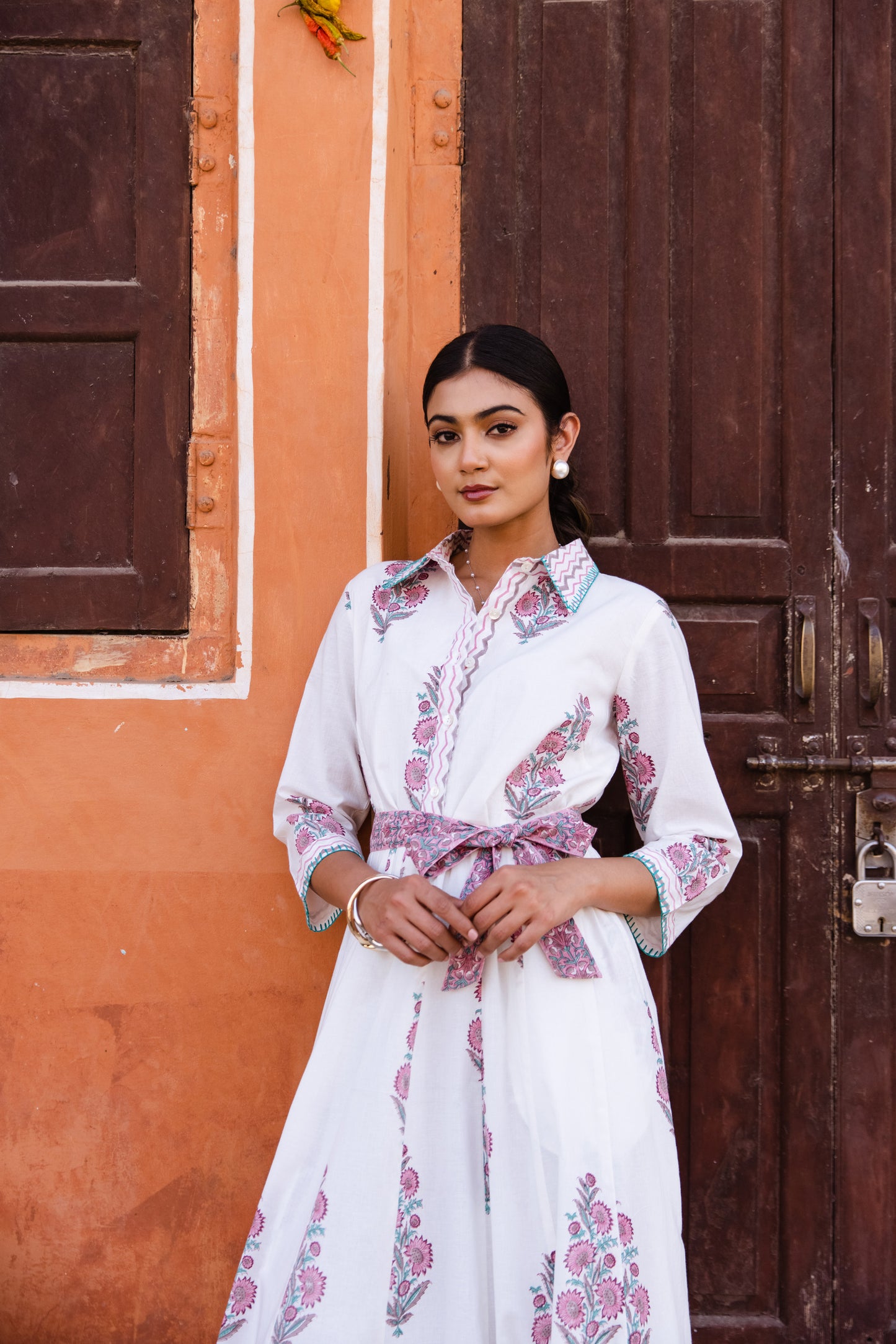 MAYA SHIRT DRESS IN WHITE LOTUS
