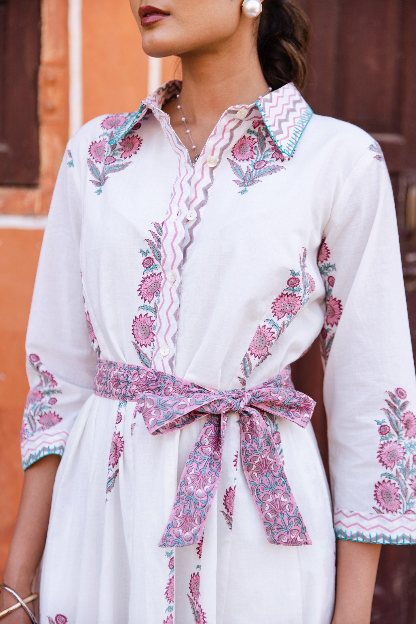 MAYA SHIRT DRESS IN WHITE LOTUS
