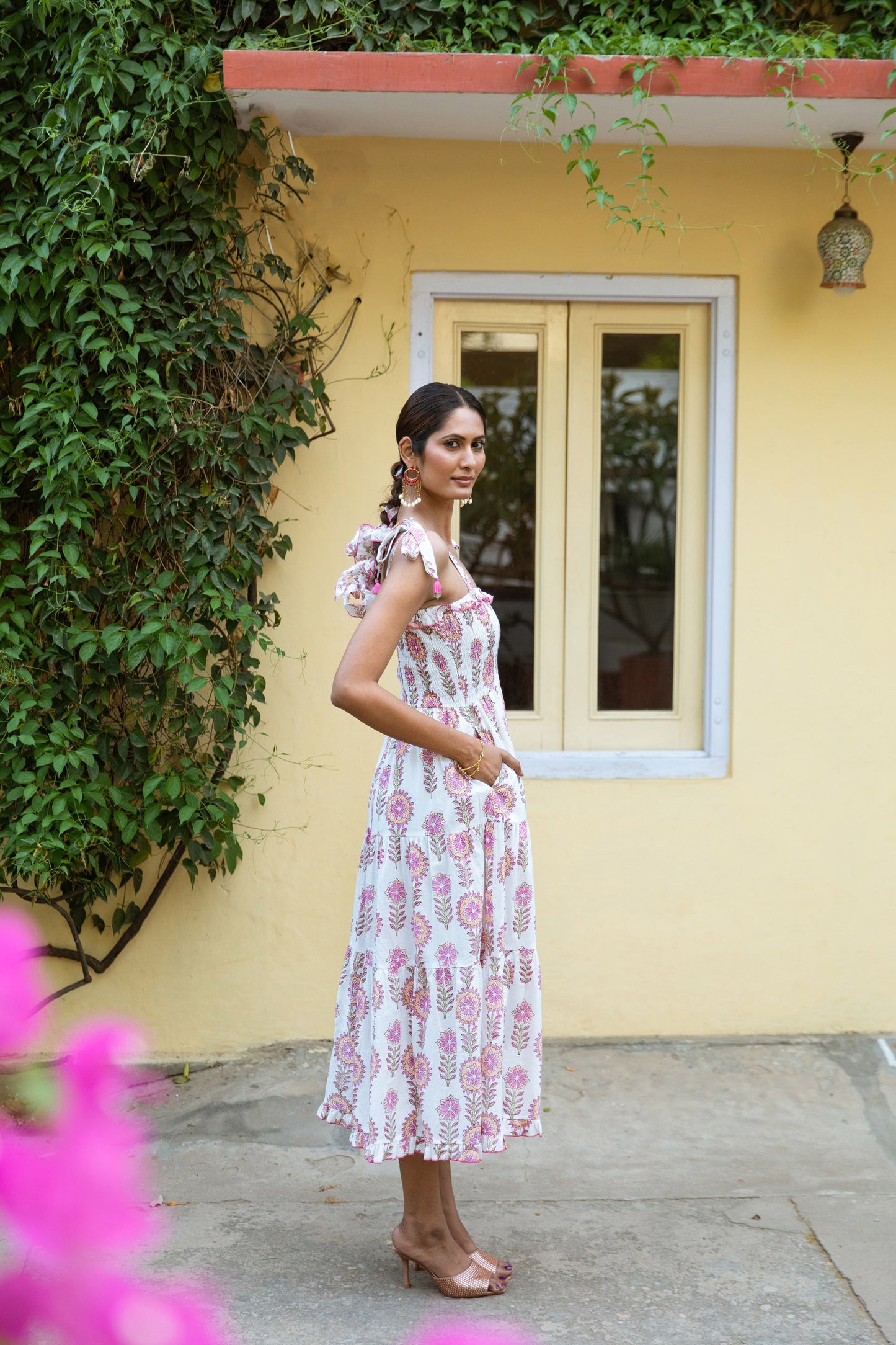 DIYA SUNDRESS IN WHITE & PINK FLORAL