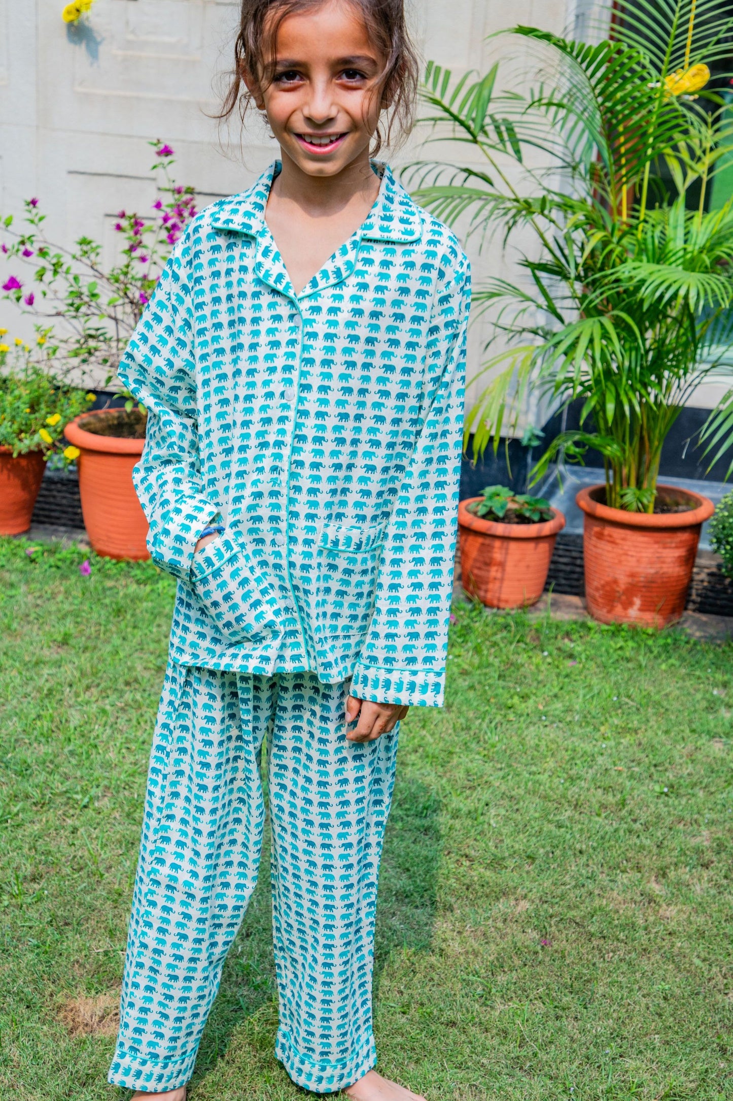 GREEN ELEPHANT KIDS COTTON PYJAMAS