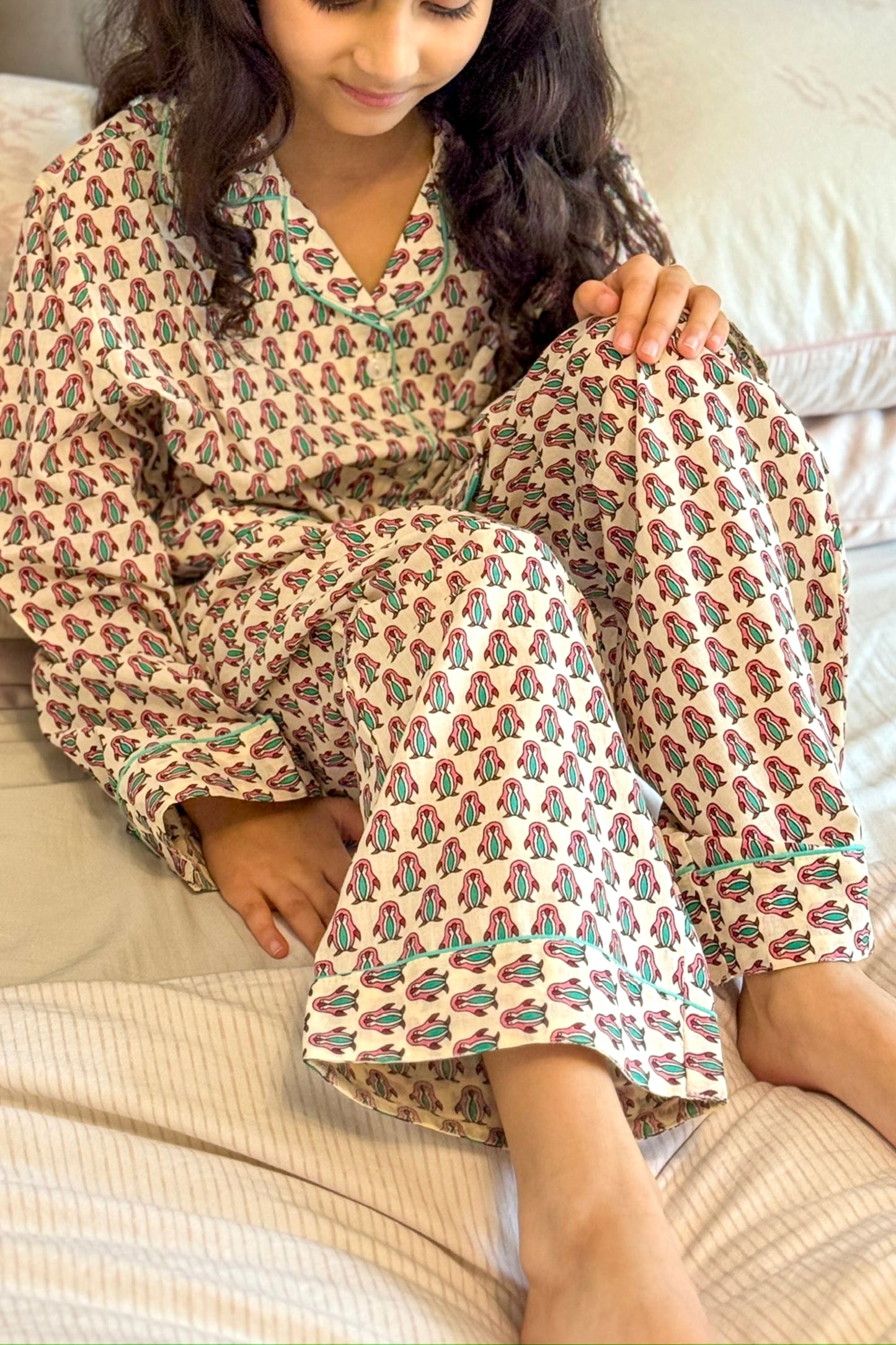 KIDS COTTON PYJAMAS - PINK PENGUIN