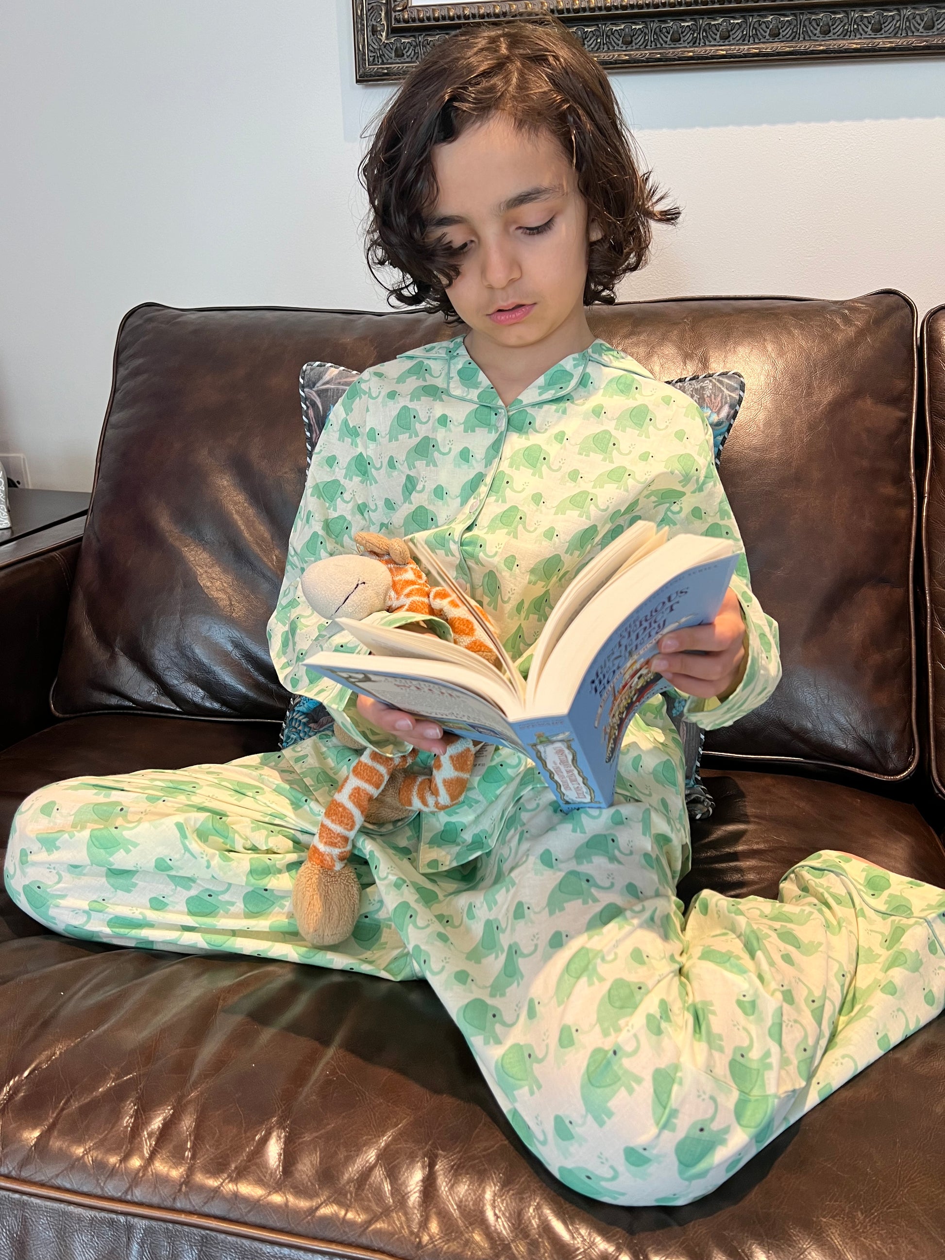 GREEN ELEPHANT COTTON PYJAMAS