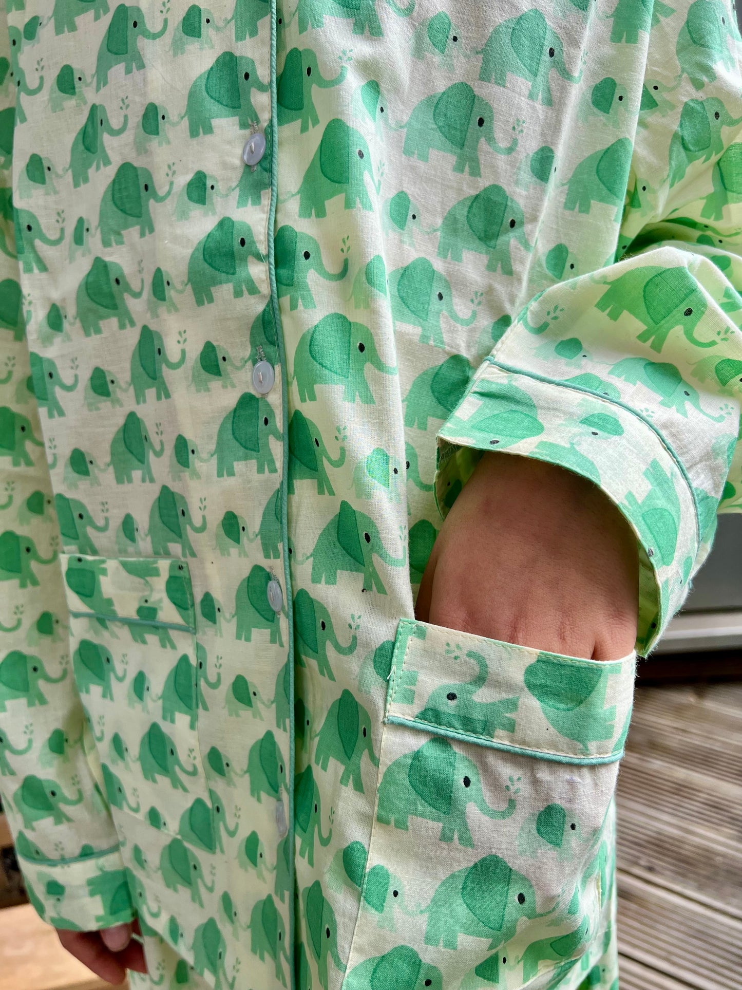 GREEN ELEPHANT COTTON PYJAMAS