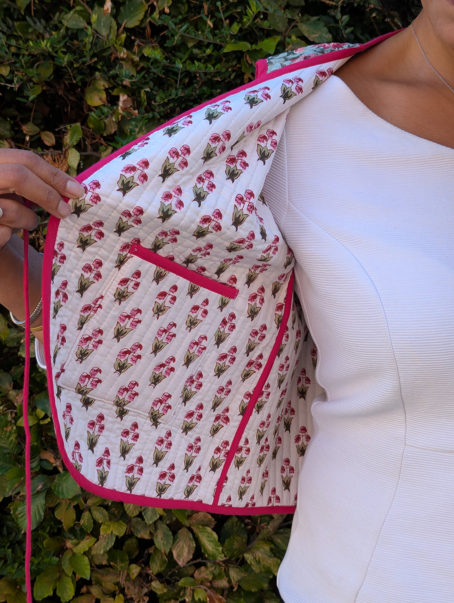 BLOCK PRINT QUILTED WAISTCOAT - FLORAL BLOOM