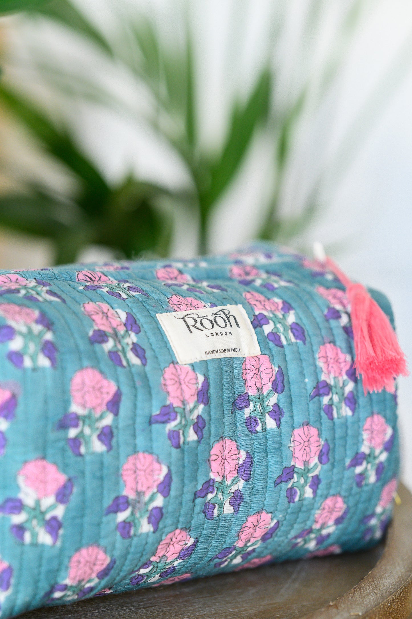 QUILTED COTTON WASH BAG - DUCKEGG BLUE FLORAL