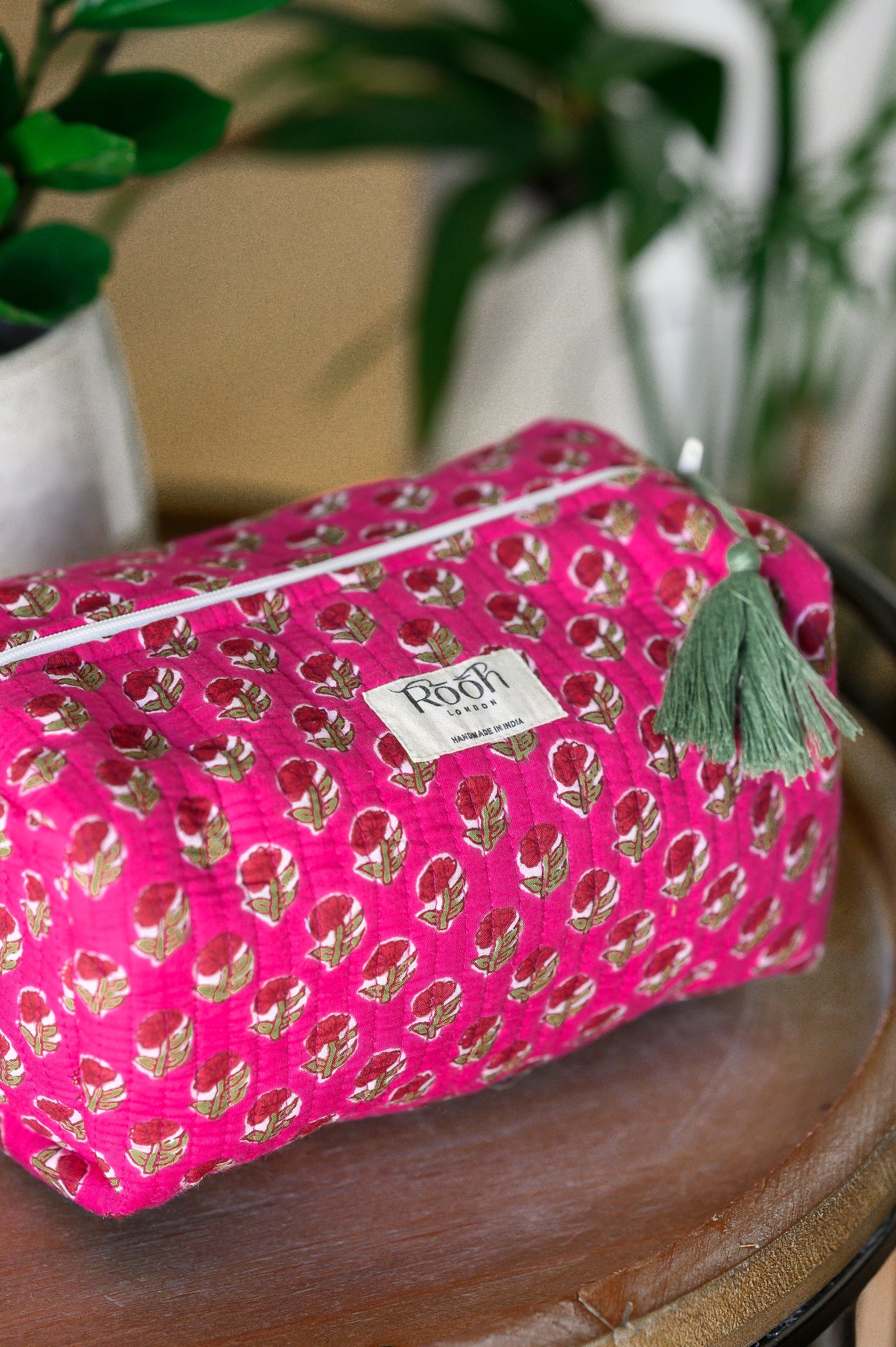 QUILTED COTTON WASH BAG - RANI PINK BLOOM