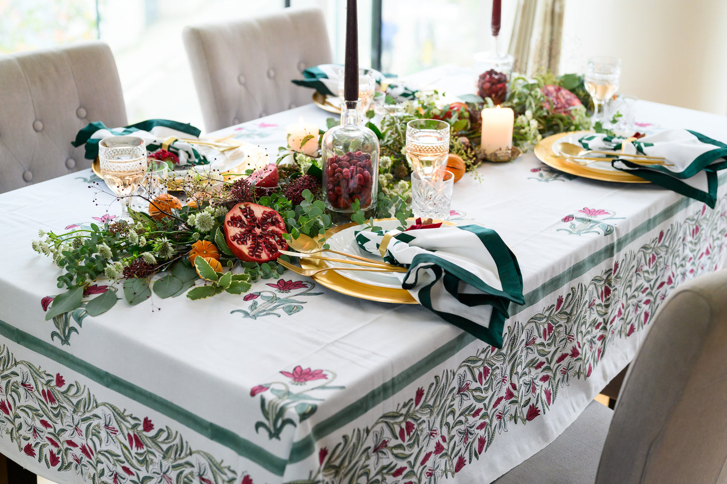 BERRY FLORAL VINE TABLECLOTH - PREORDER