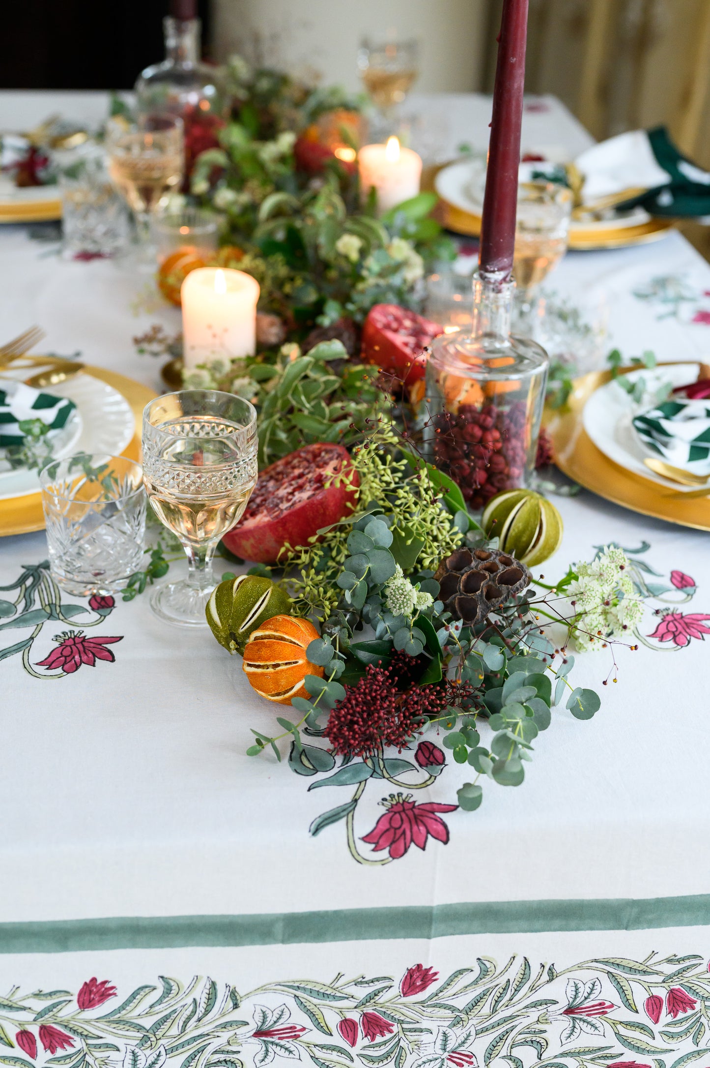 BERRY FLORAL VINE TABLECLOTH - PREORDER