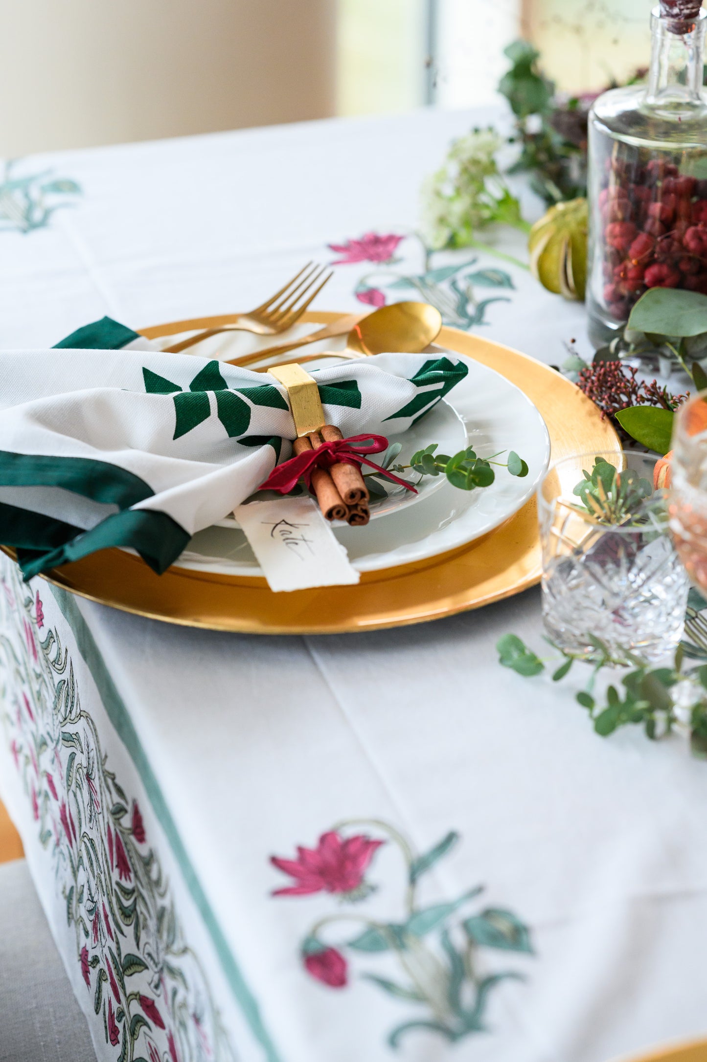 BERRY FLORAL VINE TABLECLOTH - PREORDER