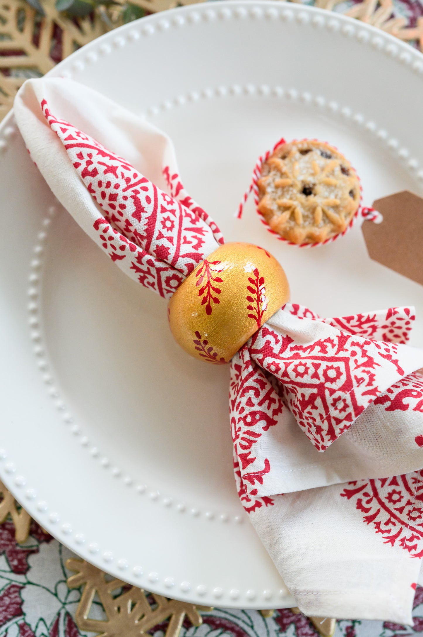 GOLD LEAF HAND PAINTED NAPKIN RINGS