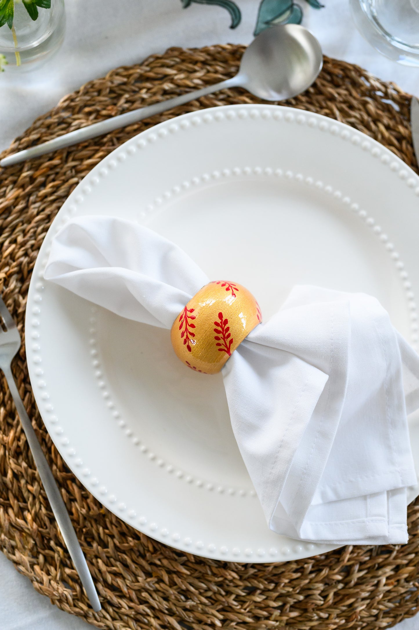 GOLD LEAF HAND PAINTED NAPKIN RINGS