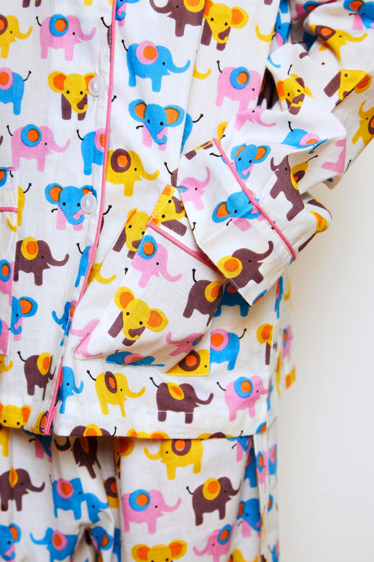 KIDS COTTON PYJAMAS IN RAINBOW ELEPHANT