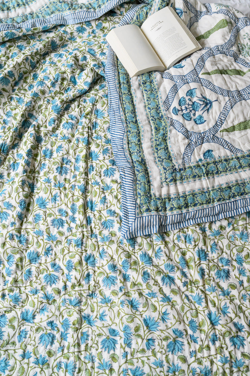 CYPRESS BLOOM BLOCK PRINT COTTON QUILT