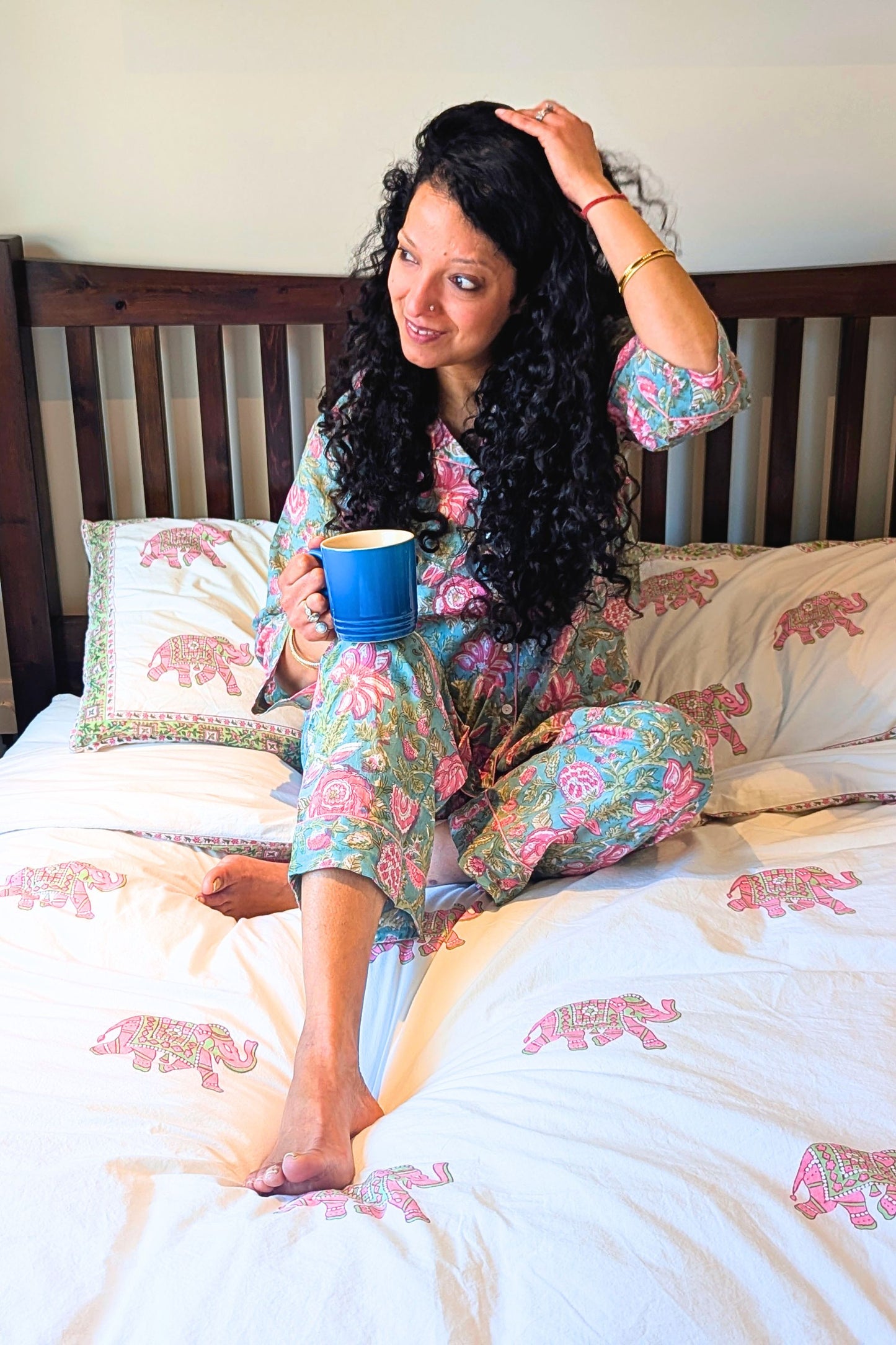 LONG PJ SET - SEA GREEN FLORAL