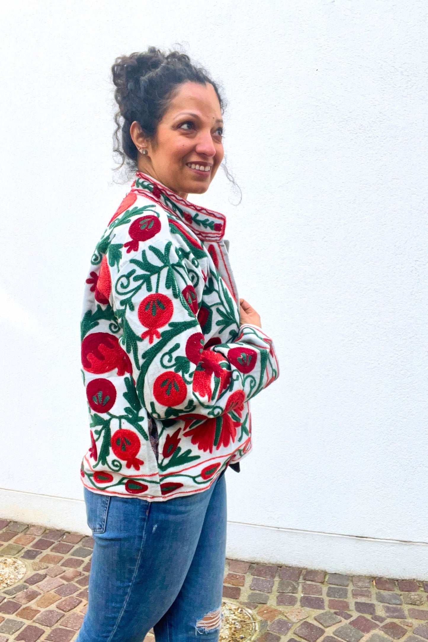 VELVET SUZANI JACKET - BLUE-GREY FLORAL