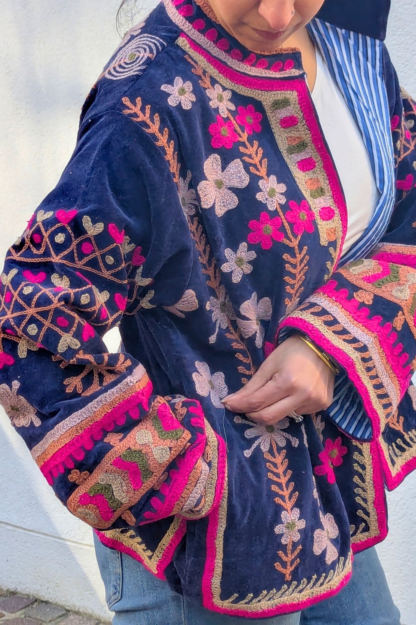 VELVET SUZANI JACKET - NAVY & FUSCHIA FLORAL