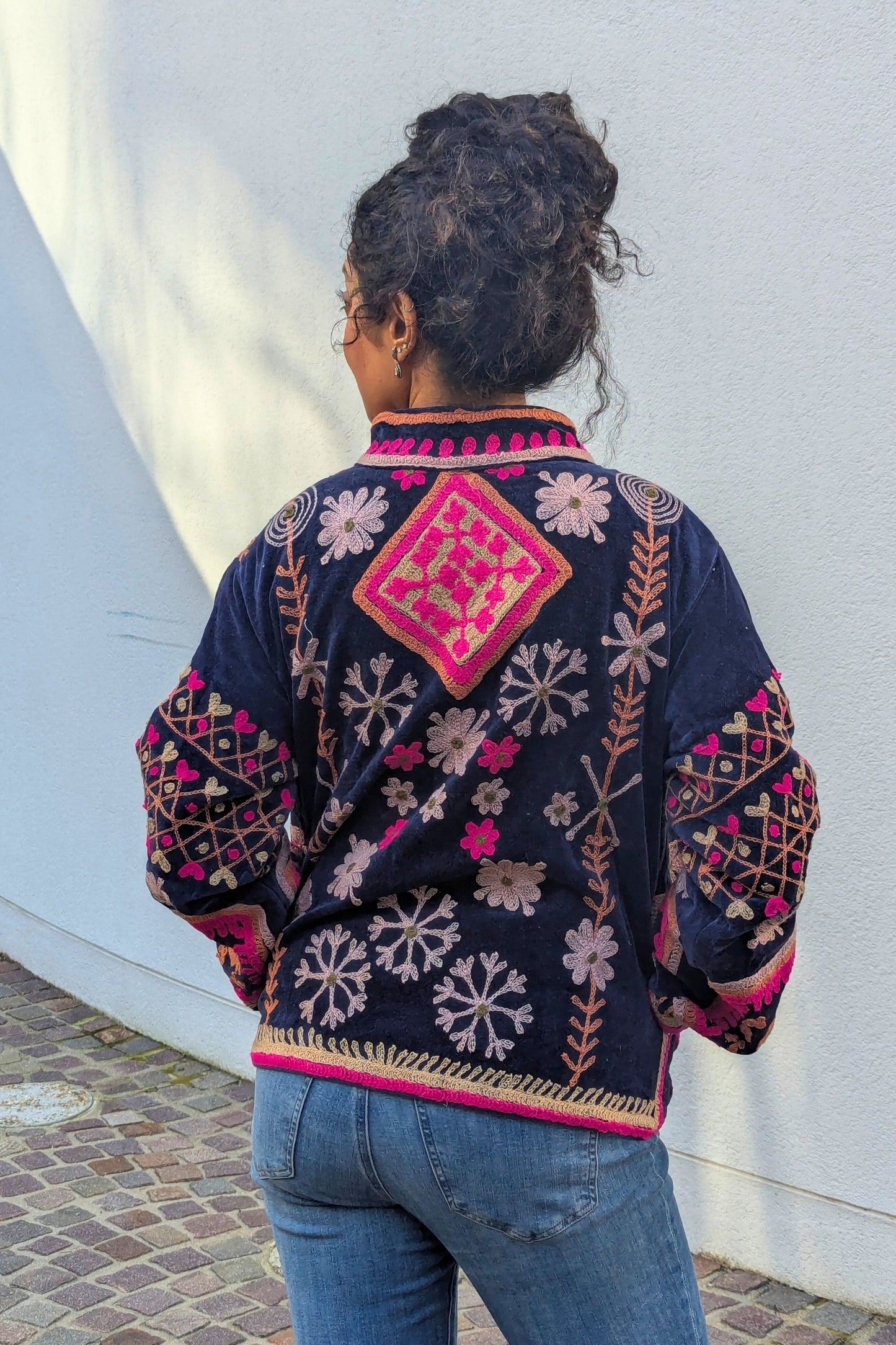 VELVET SUZANI JACKET - NAVY & FUSCHIA FLORAL