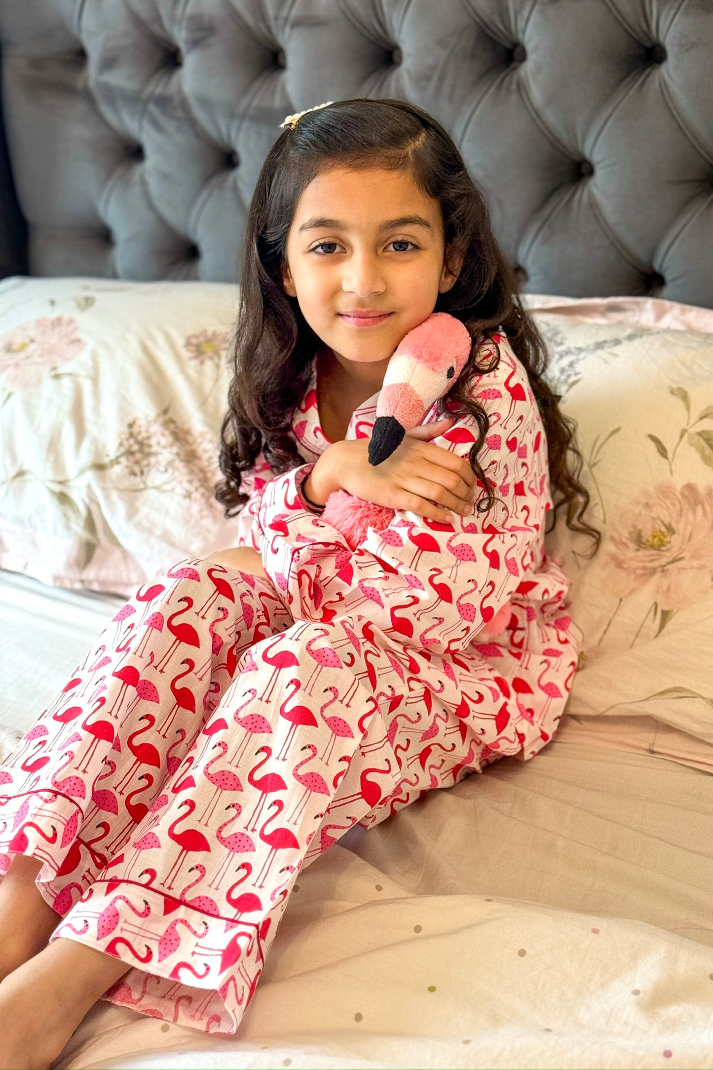 KIDS COTTON PYJAMAS - PINK FLAMINGO