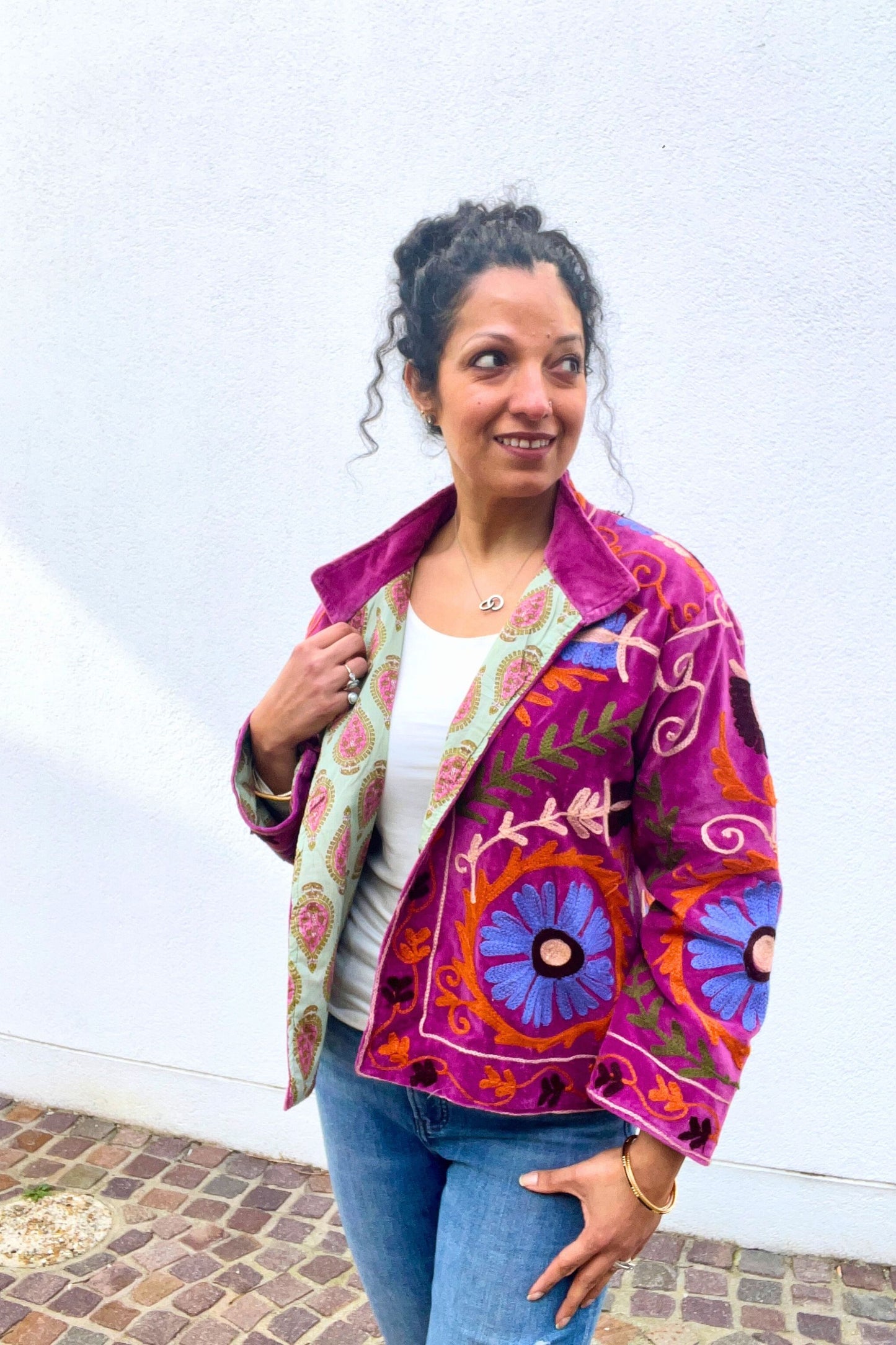 VELVET SUZANI JACKET - FUCHSIA FLORAL