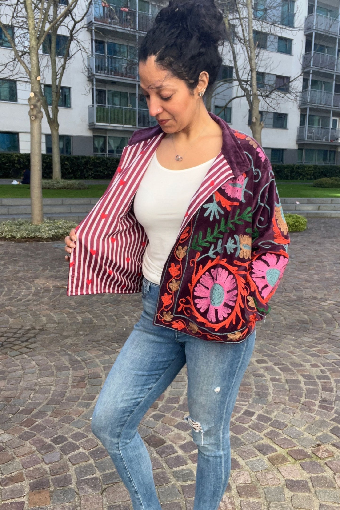 VELVET SUZANI JACKET - PLUM FLORAL