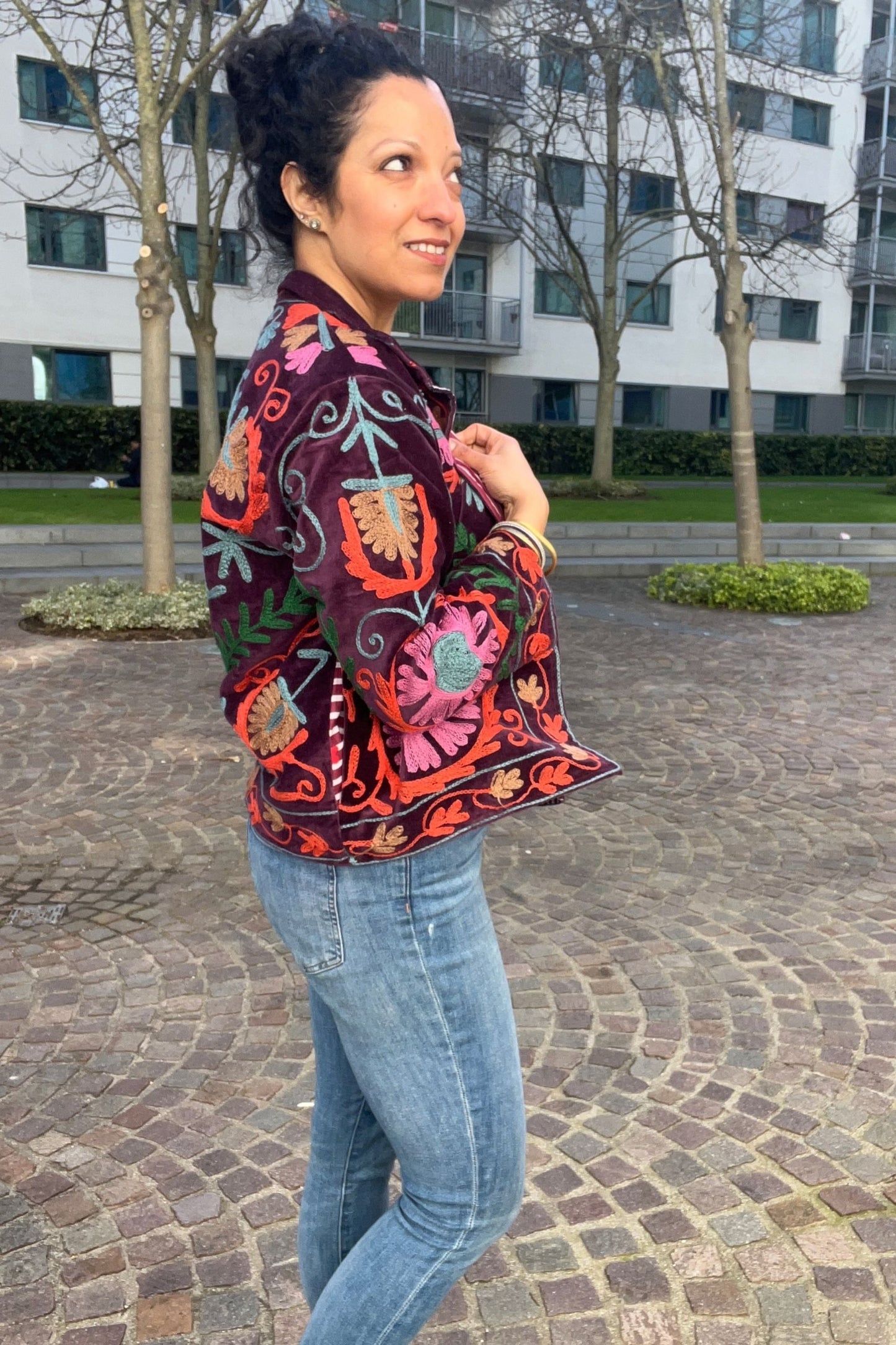 VELVET SUZANI JACKET - PLUM FLORAL