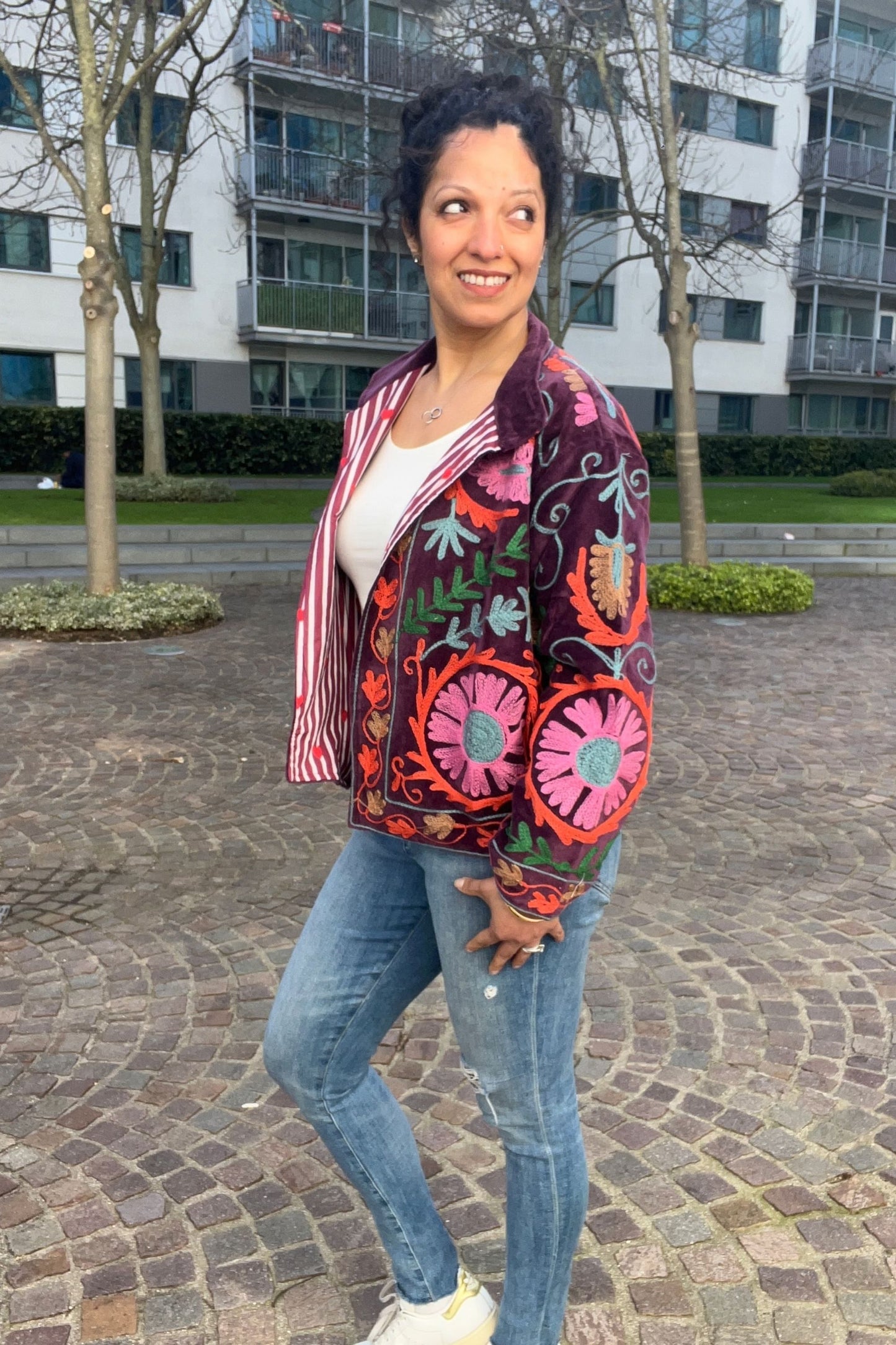 VELVET SUZANI JACKET - PLUM FLORAL