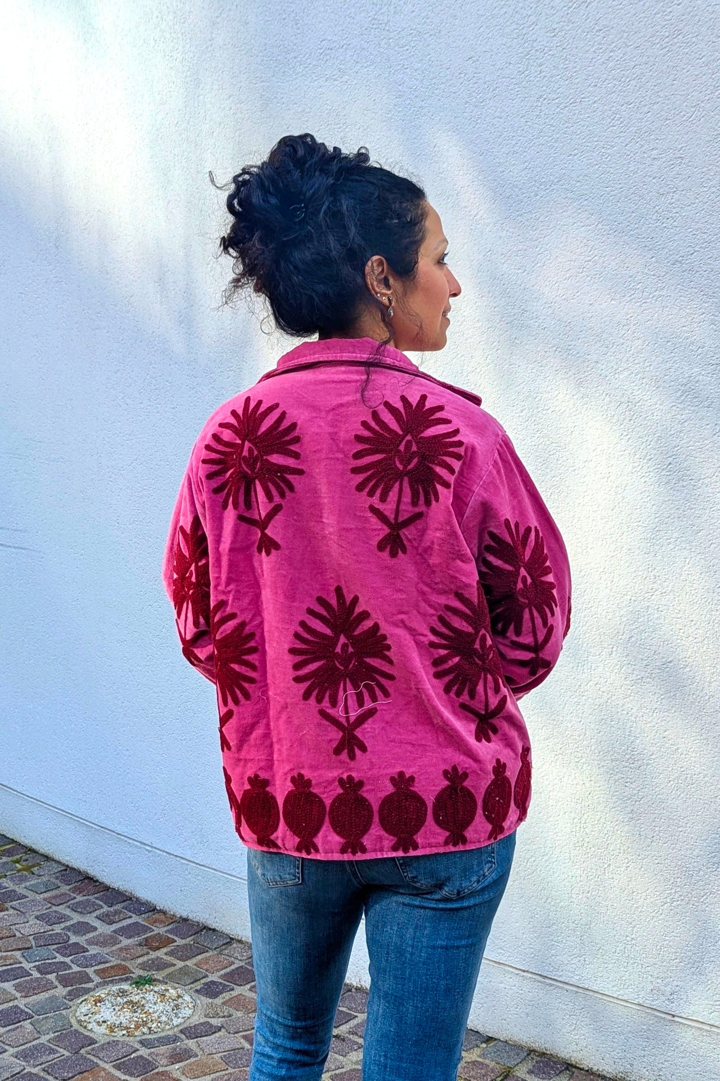 VELVET SUZANI JACKET - PINK & WINE PALMS