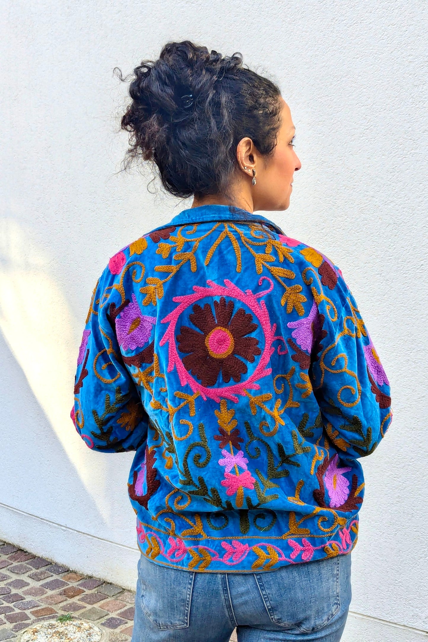 VELVET SUZANI JACKET - BLUE & PINK FLORAL