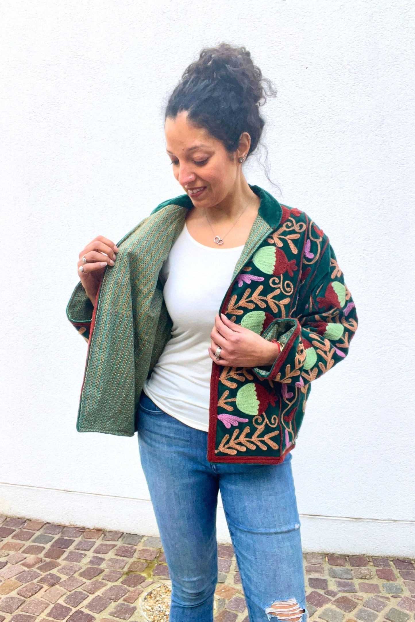 VELVET SUZANI JACKET - FOREST GREEN