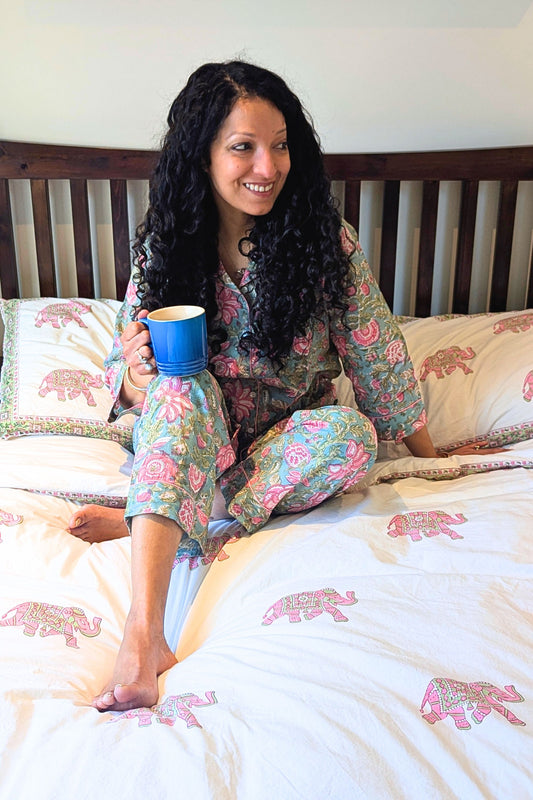 LONG PJ SET - SEA GREEN FLORAL