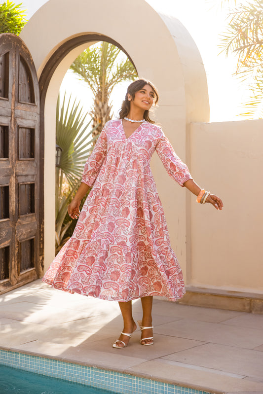 ZOYA DRESS - PINK PAISLEY