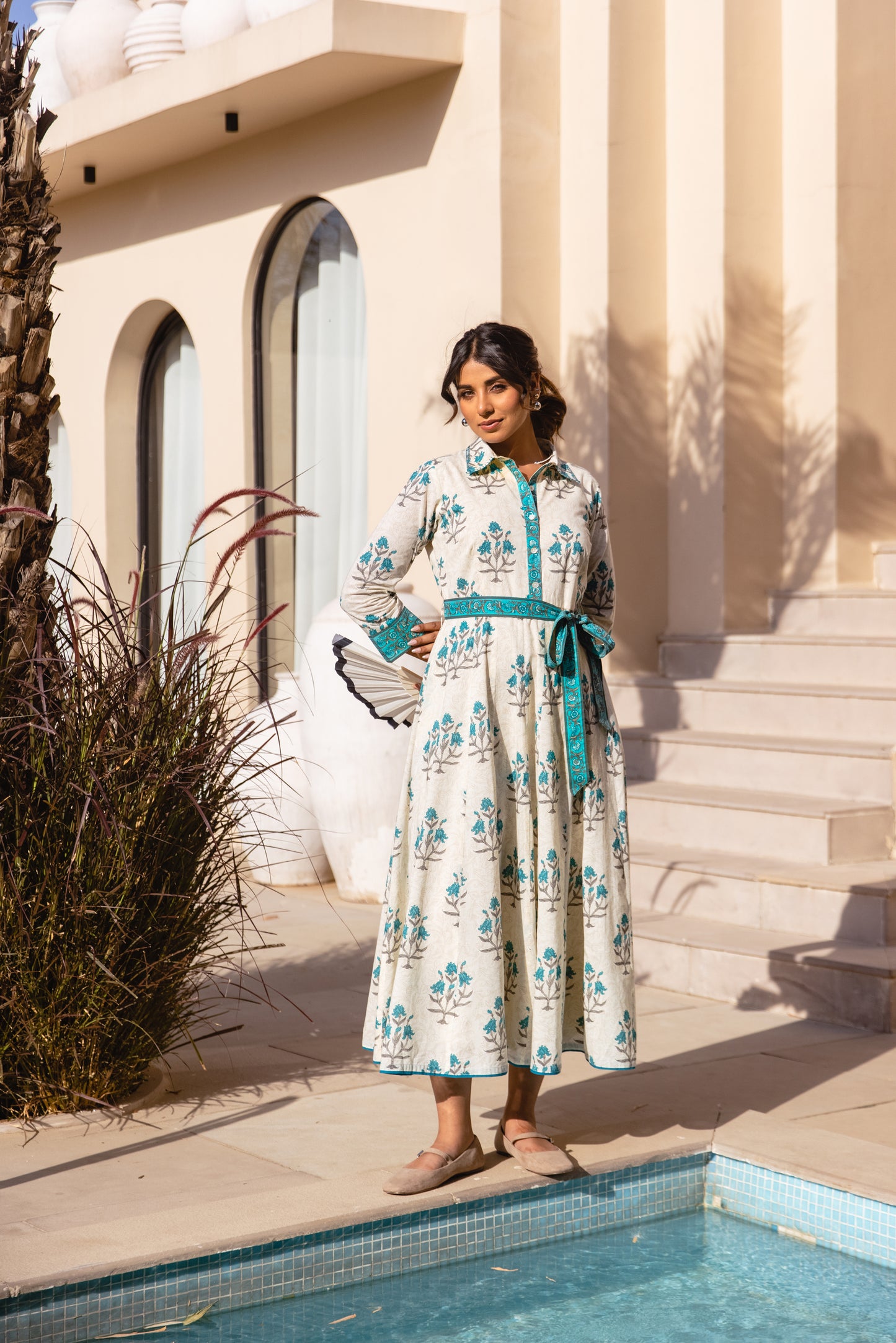 MAYA DRESS - TEAL FLORAL